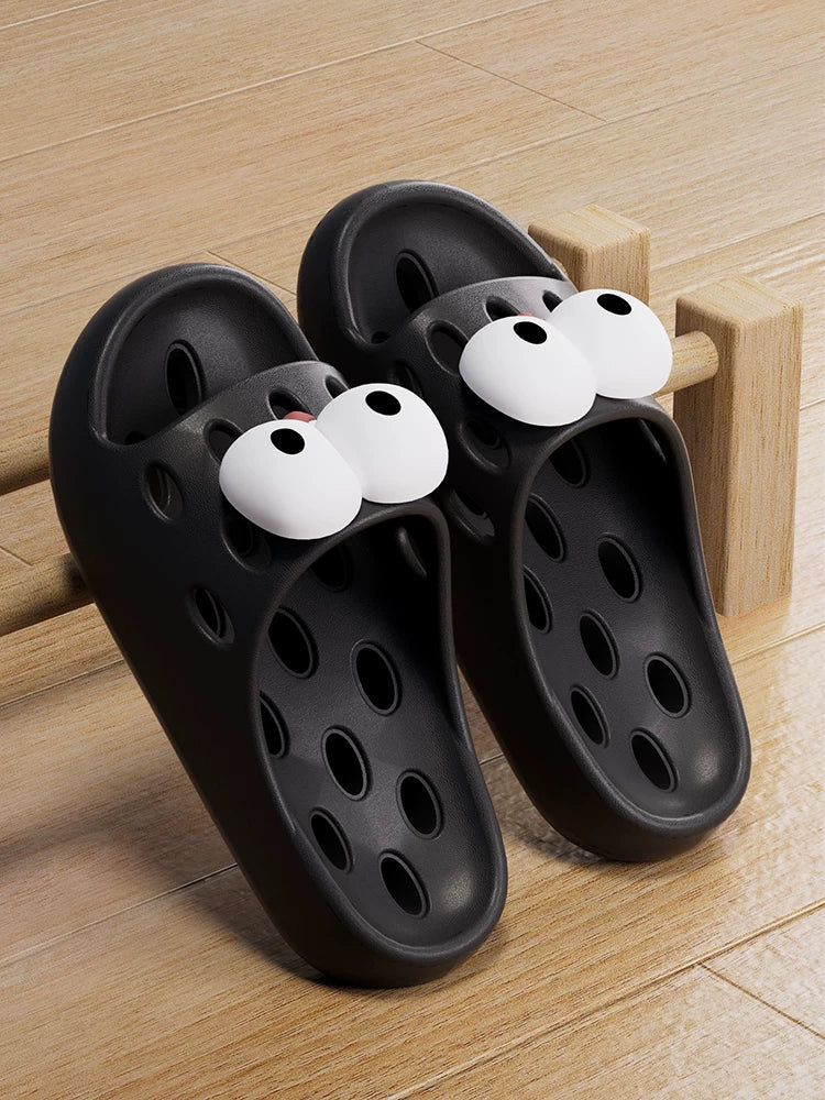 Bathroom Bath Slippers Women's Cartoon Eyes New Summer Home Dormitory Hotel Anti-slip Water Leakage Quick-drying Sandals for Men