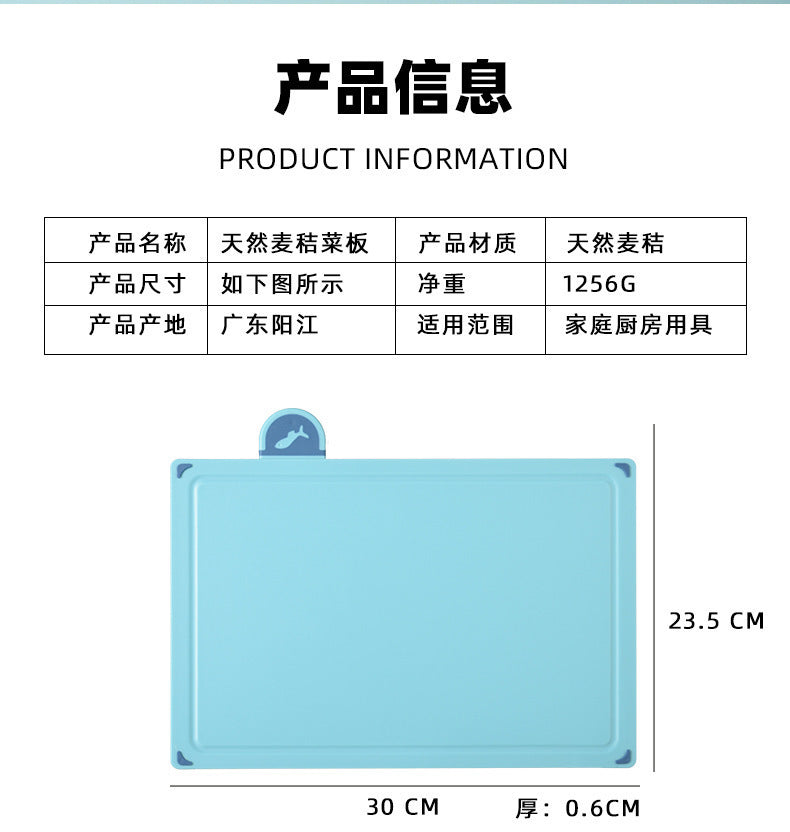 Kitchen Classification Cutting Board Creative Baby Food Supplement Wheat Straw Cutting Board Pp Plastic Creative Four-Piece Set Classification Cutting Board