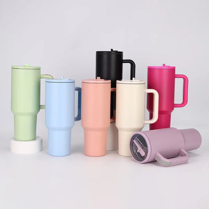 Cross-Border Amazon Best-Selling 40oz Big Mac Double-Layer Straw Mouth Car Cup Large Capacity Car Handle Ice Cup