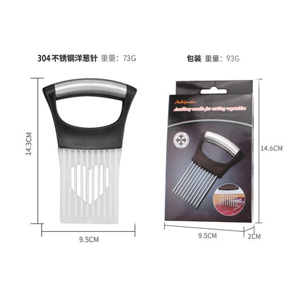 Stainless Steel Onion Needle Slicer Pine Needle Meat Tenderer Vegetable Cutting Kitchen Gadget Onion Insert Slicing Holder