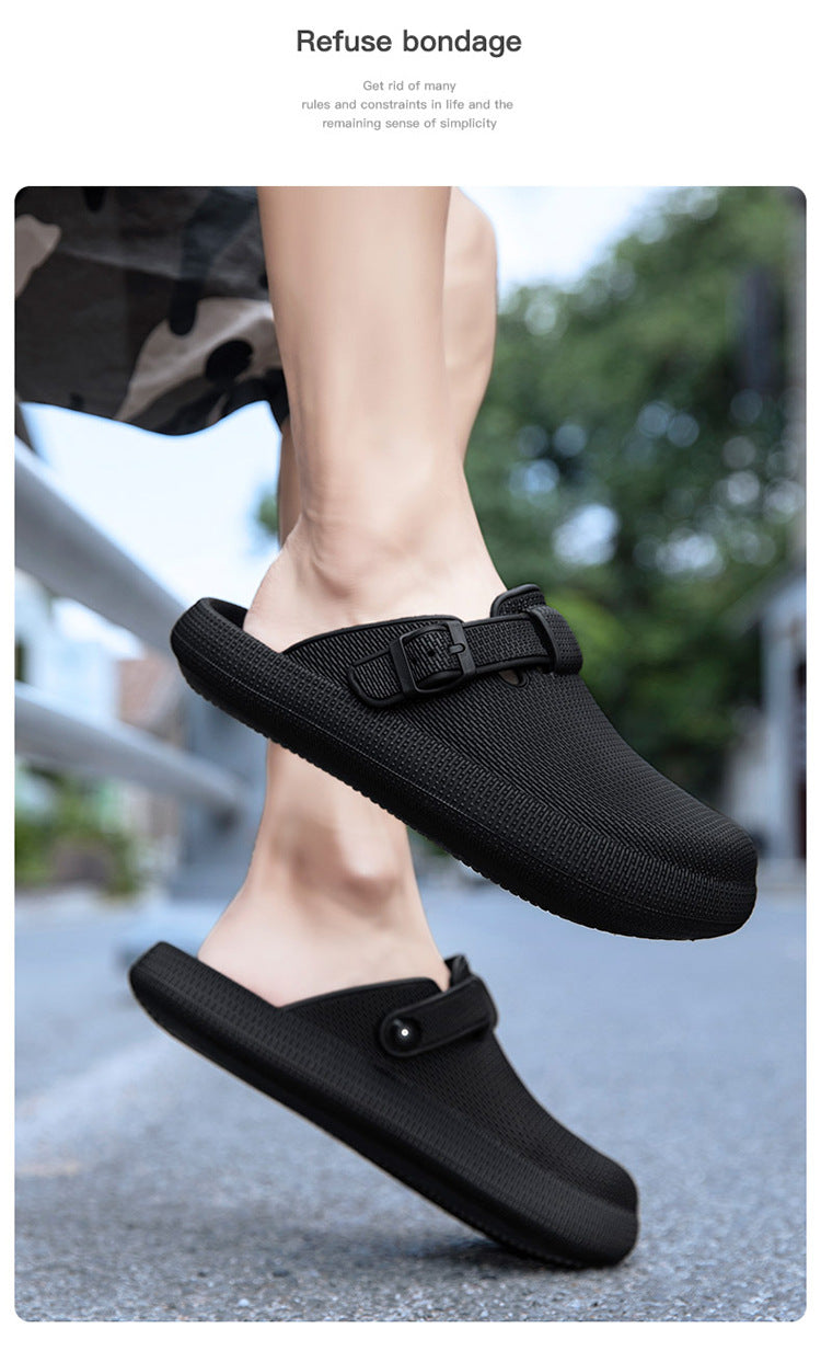 2025 Men's Closed-Toe Sandals Large Size Outdoor Non-Slip Thick-Soled Clogs Women's Half-Slip Couple's Same Style