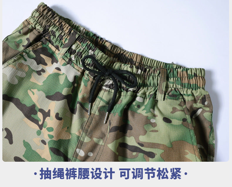 Outdoor Summer Camouflage Clothing suit Men's Wear-resistant Tear-resistant Multi-pocket Labor Protection Breathable Quick-drying Training Clothing Men's Tooling