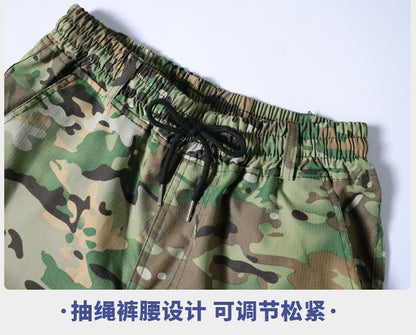 Outdoor Summer Camouflage Clothing suit Men's Wear-resistant Tear-resistant Multi-pocket Labor Protection Breathable Quick-drying Training Clothing Men's Tooling
