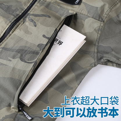 Summer Pure Cotton Thin Work Clothes Set for Men and Women Stretch Camouflage Clothing for Welders Wear-resistant Work-protection Clothing Casual Suit
