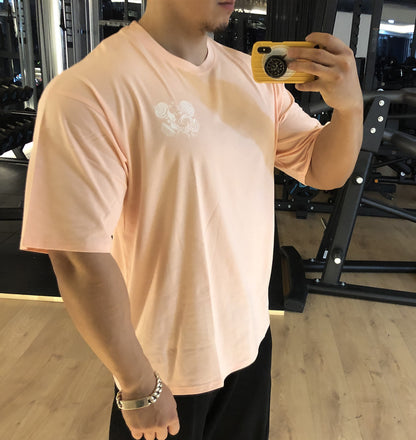 MUSCLE PUNK Original Loose plus size Half-sleeved T-shirt Men's Fashion Brand Printed Fitness Crewneck Top Short-sleeved