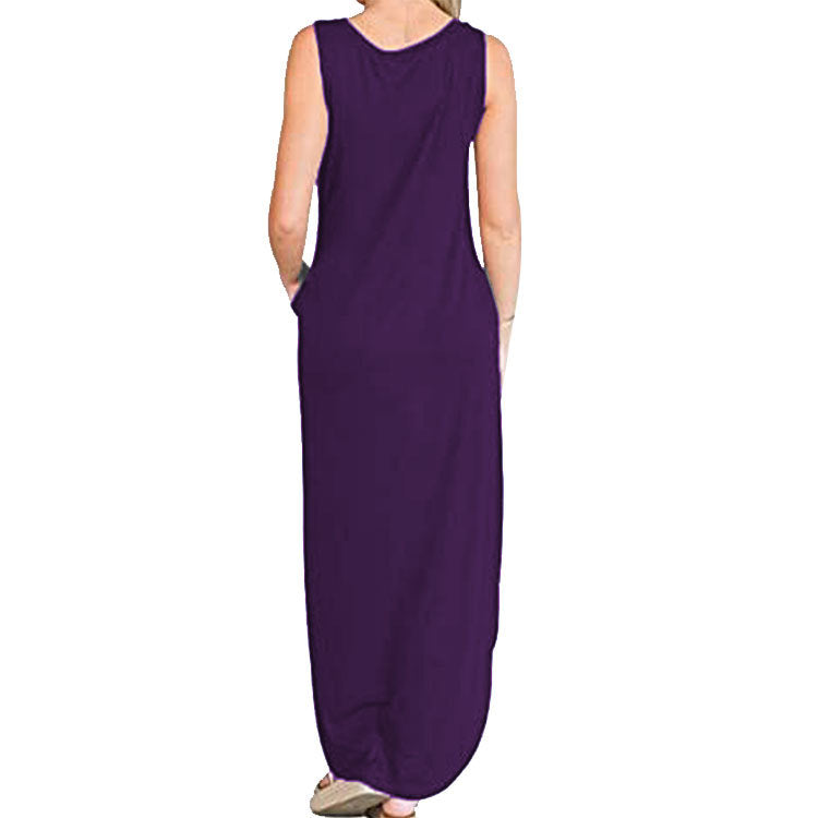 Spot Amazon Independent Station Ebay Women's Dress Good Vibes Rainbow Flap Pocket Pants Casual Sleeveless Long Skirt