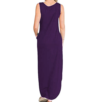 Spot Amazon Independent Station Ebay Women's Dress Good Vibes Rainbow Flap Pocket Pants Casual Sleeveless Long Skirt