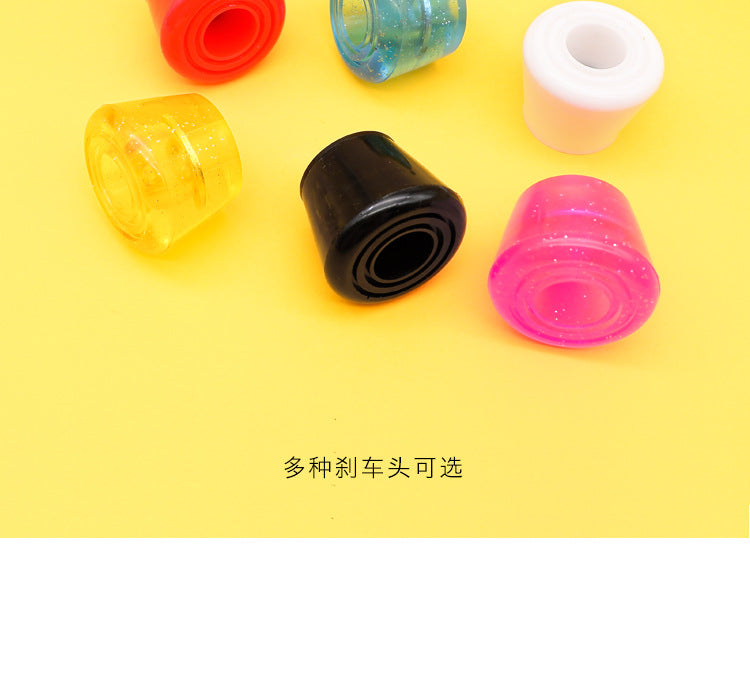 Double-row skates high elastic wear-resistant PU brake head four-wheel roller skates point ice roller skates brake accessories