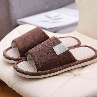 Japanese Linen Slippers for Women Spring & Fall Home Indoor Puff Cotton and Linen Silent Non-Slip Thick-Soled Bathroom Slippers for Men Wholesale