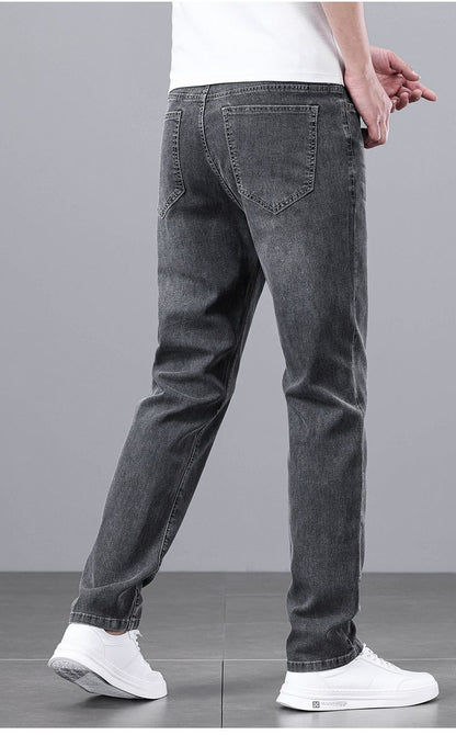 Light Luxury Smoke Grey Jeans Men's Straight Loose Summer Thin Men's Pants 2025 New Casual Trendy Trousers