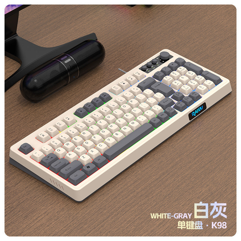RAIKU Lei Kui K98/T98 customized game keyboard and mouse suit three-color wired luminous desktop 98 keys