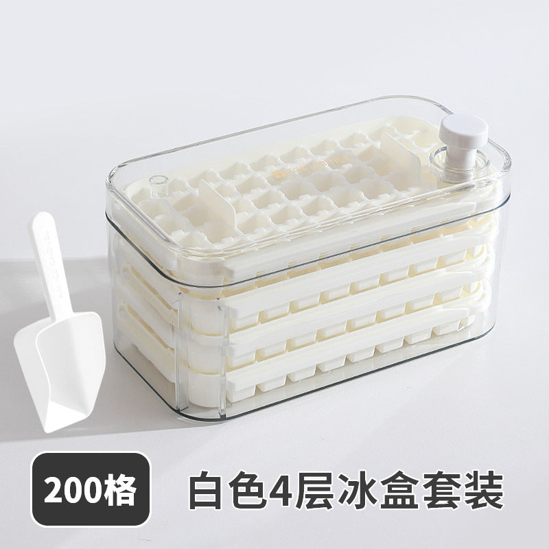 Ice Cube Mold Food Grade Household Pressed Ice Tray Large Capacity Ice Cube Storage Box Refrigerator Homemade Frozen Ice Artifact