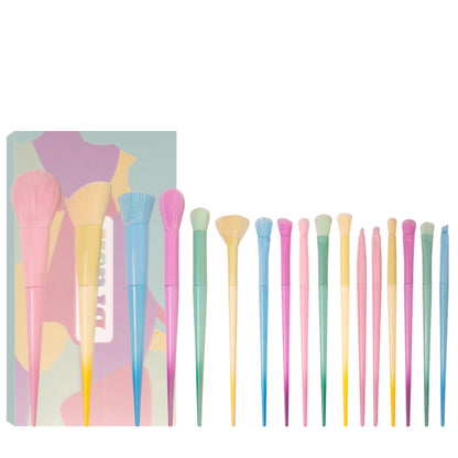 New Cross-Border Makeup Brush Set 17 Candy-Colorfuled Macaron Colorful Brush Loose Powder Brush Eyebrow Brush Factory Direct Sale