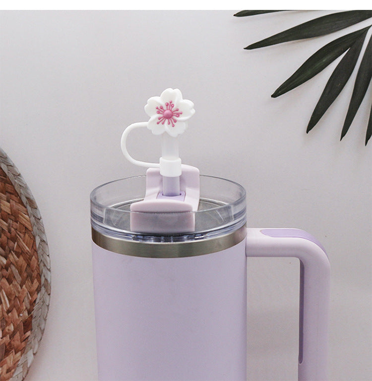 Popular 10mm Begonia Flower Straw Cap Stanley Water Cup Straw Plug Silicone Flower Straw Cover Direct from Manufacturer