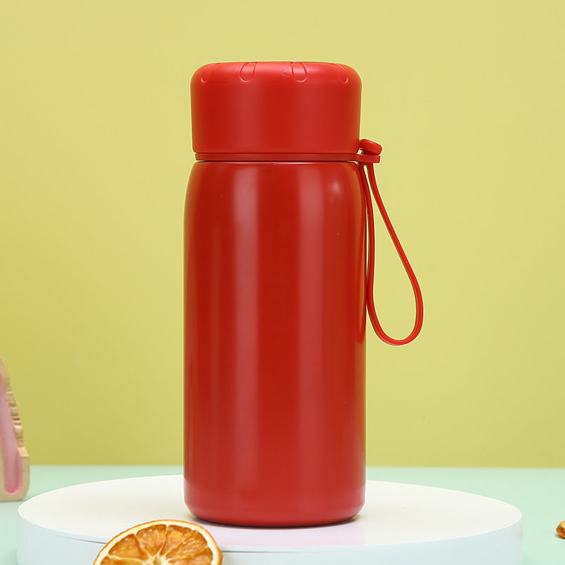 Intelligent temperature display thermos cup 316 stainless steel thermos cup solid color simple flower tea cup women's portable carrying rope accompanying cup