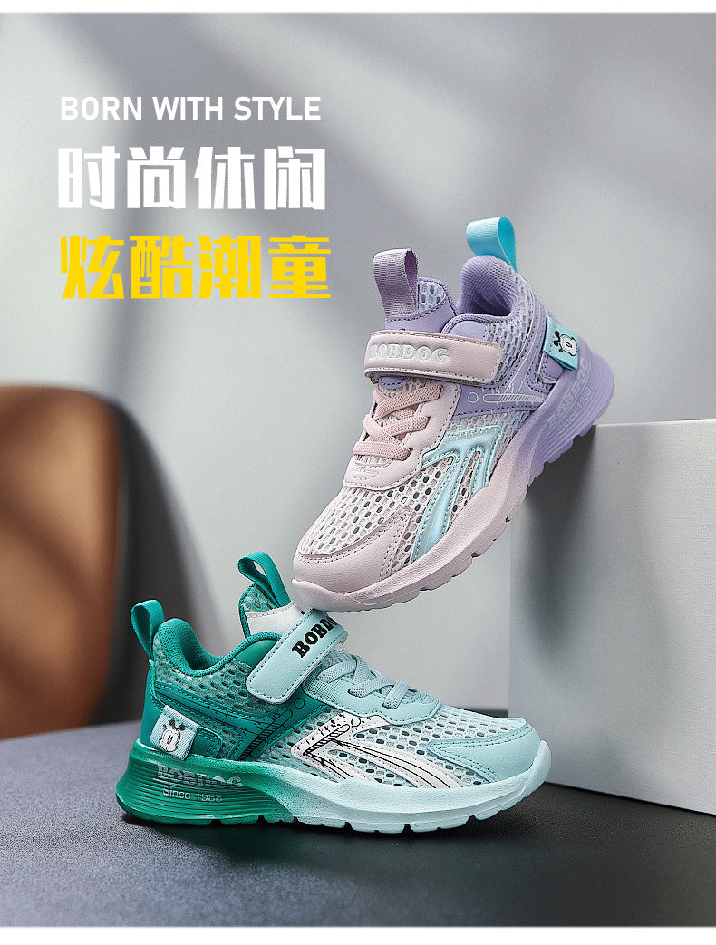 Babu bean children's shoes boys sneaker summer 2025 new hollow single mesh breathable mesh shoes big children's shoes