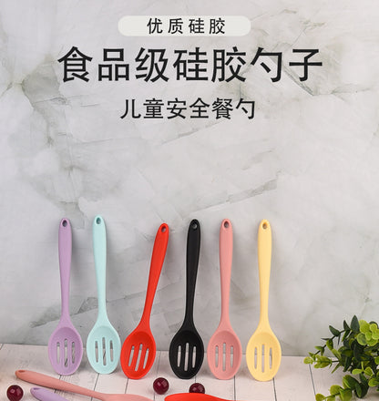 Food Grade Silicone Spoon, Kidsren's Safety Table Spoon, High Temperature Resistant Non-Stick Pan, Student Spoon, Baby Food Supplement Mixing Spoon