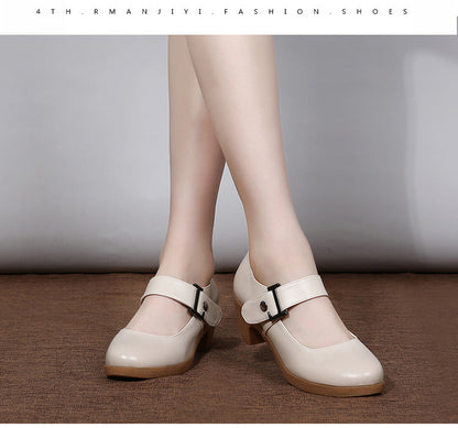 Factory direct sales dance shoes wholesale round head modern square dance shoes ladies mother shoes cross-border products 2025