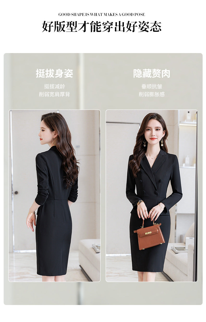 French Hepburn Style Small Black Dress High Sense High Cold Royal Sister Fried Street Small Fragrance Style Pleated Professional Suit dress Summer