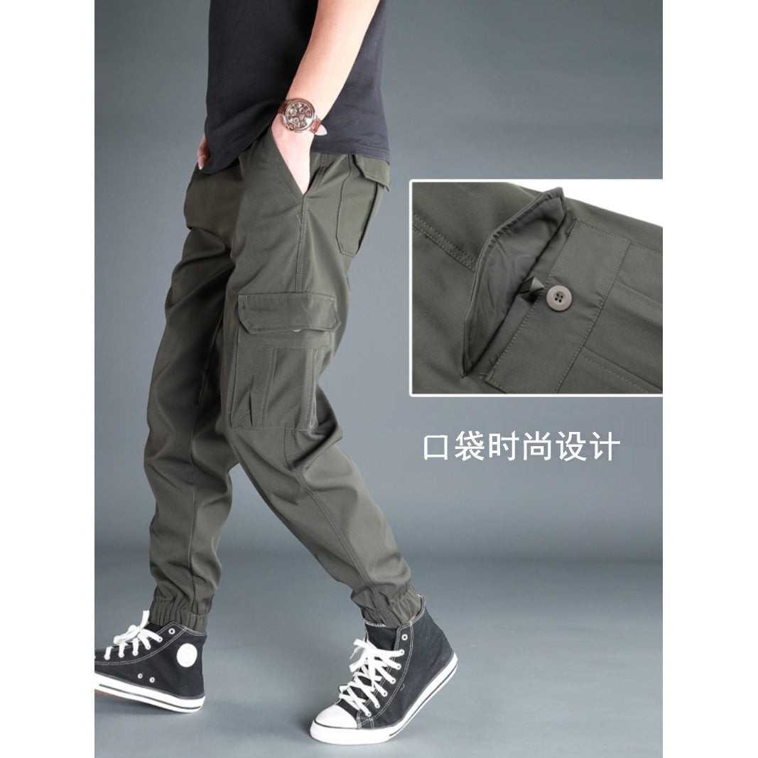 Ice Silk Crock Pants Men's Leg-tipped Summer Thin Casual Pants Loose plus size Quick-drying Pants Fashion Brand Sports Pants