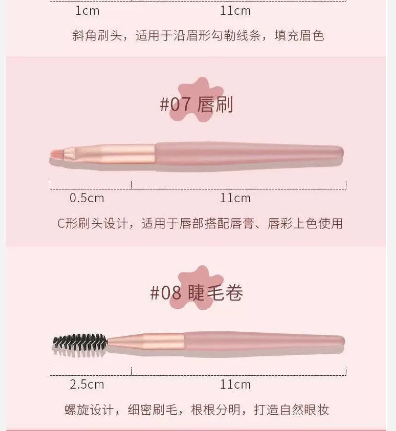 Morandi 8-Piece Beginner Makeup Brush Set Beauty Tools Portable Brushes for Beginners Eyeshadow Brush Loose Powder Setting Brush