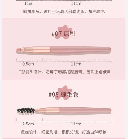 Morandi 8-Piece Beginner Makeup Brush Set Beauty Tools Portable Brushes for Beginners Eyeshadow Brush Loose Powder Setting Brush