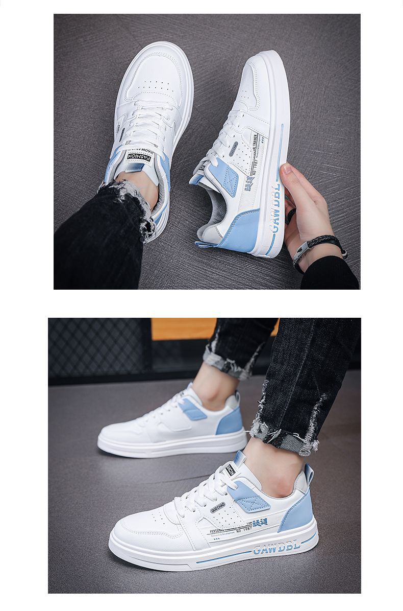 Men's Shoes Korean Style Trendy All-match Trendy Shoes Sports Winter 2023 New White Shoes Skate Shoes Waterproof Casual Leather Shoes