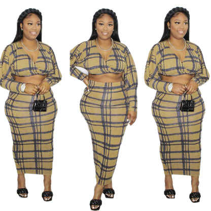 UK2295 European and American Sexy V-neck Chest Wrap Hip Skirt Two-piece Night Dress