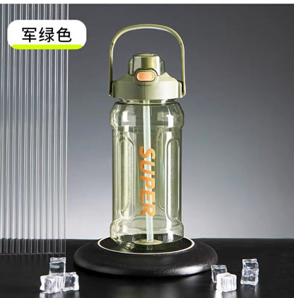 Large-Capacity Sports Water Cup Internet Celebrity Fitness High-Temperature-Resistant Plastic Cup Extra-Large Water Kettle Portable Straw Cup
