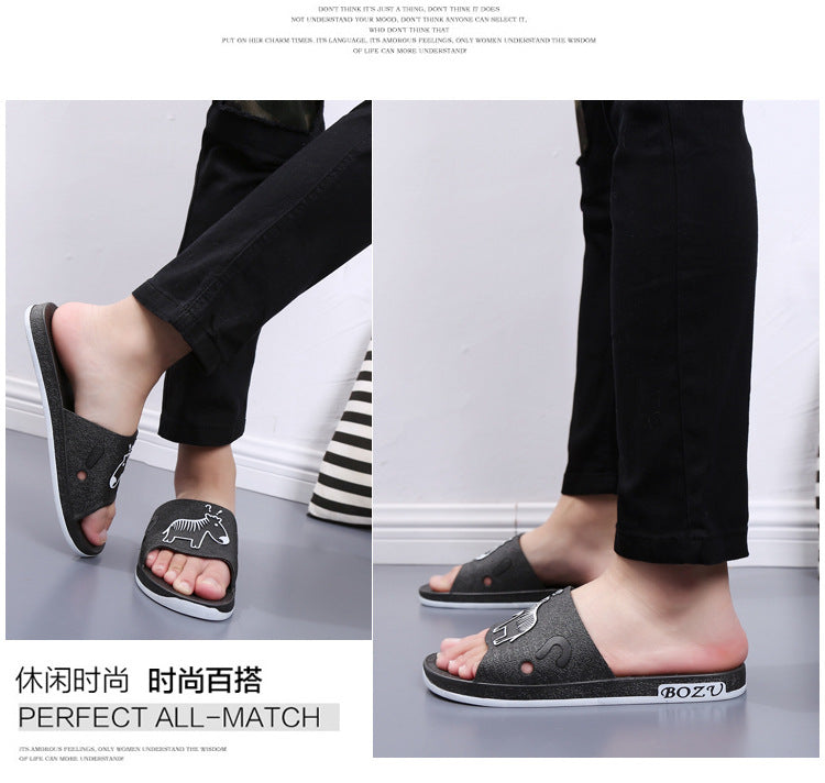 Summer Pvc Bathroom Slippers Home Cartoon Couple Slippers Indoor Cute Bath Non-Slip Sandals Women's Stall