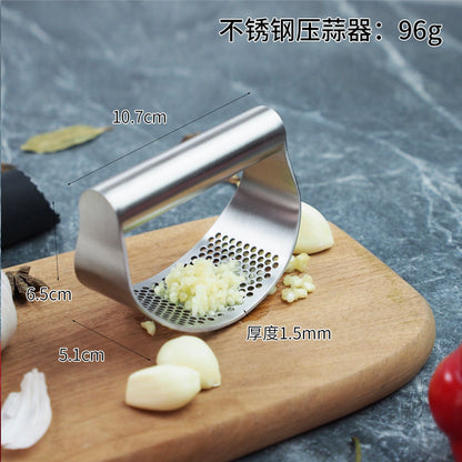 430 Stainless Steel Garlic Press, Garlic Masher, Ring-Shaped Garlic Press, Household Garlic Peeler, Crusher, Multi-Function