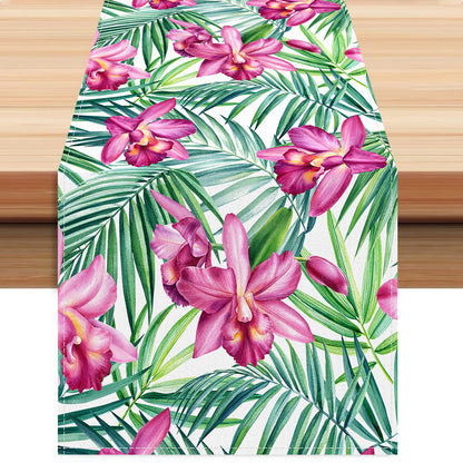 Cross-border New Orchid Table Flag Amazon Digital Printing Home Fabric Decorative Tablecloth Linen Tablecloth Cushion Tea Flag