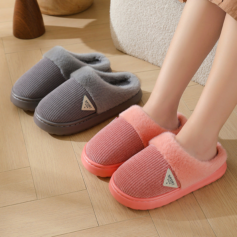 Slippers for Women Winter 2025 New Warm Indoor Home Non-Slip Thick-Soled Cotton Slippers Men's Wool Slippers Autumn and Winter
