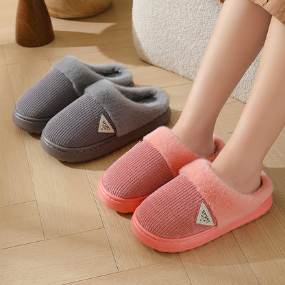 Slippers for Women Winter 2025 New Warm Indoor Home Non-Slip Thick-Soled Cotton Slippers Men's Wool Slippers Autumn and Winter