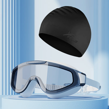Factory wholesale large frame adult gradient plating swimming goggles waterproof anti-fog HD large field of view swimming goggles unisex