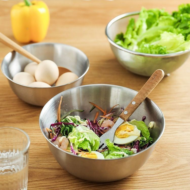 Cross-border Stainless Steel Thickened Vegetable Washing Basin Draining Basket Household Kitchen Rice Washing Artifact Vegetable Washing Basin Rice Washing Sieve Rice Washing Basin