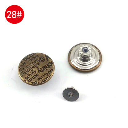 Wholesale In-Stock Waist-Cinching Button-Free Detachable Jeans Buttons, Eco-Friendly Buttons, Screw Metal I-Shaped Buckles
