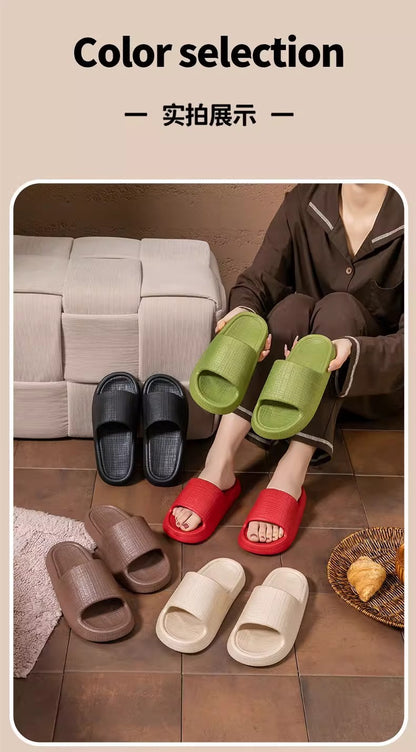 Thick-Soled Sandals for Women 2025 New Summer Home Indoor Bathing Non-Slip Simple Shit-Stepping Couple Slippers for Men
