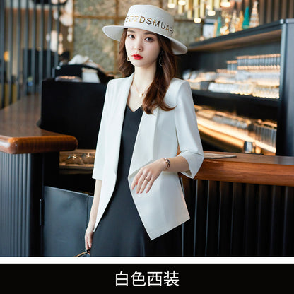 [Three-Quarter Sleeve Dress] Women's Formal Suit Dress, Korean Style Fashion Professional Attire, Small Blazer Dress for Spring and Summer