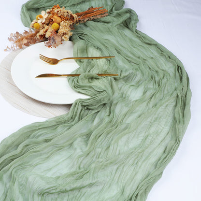 Cross-border foreign trade wholesale Bali yarn wrinkled table flag twist table flag tablecloth wedding party decoration wrinkled table flag