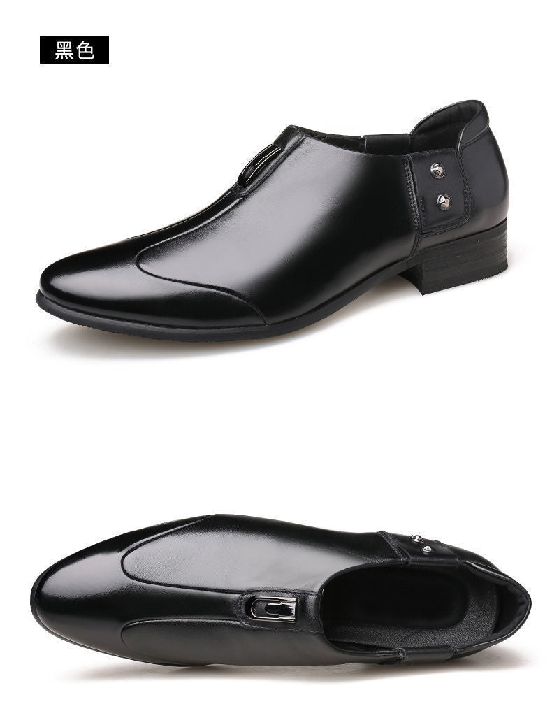 Men's Business Formal Wear Genuine Leather Black Patent Leather Shoes Men's Trendy Shoes for Work Spring and Autumn Korean Style British Pointed Toe Men's Shoes