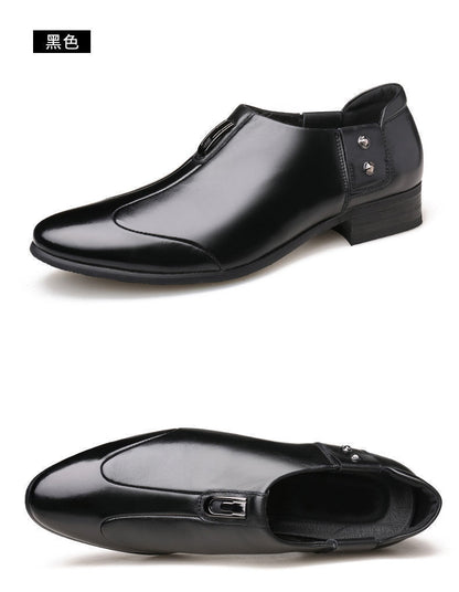 Men's Business Formal Wear Genuine Leather Black Patent Leather Shoes Men's Trendy Shoes for Work Spring and Autumn Korean Style British Pointed Toe Men's Shoes