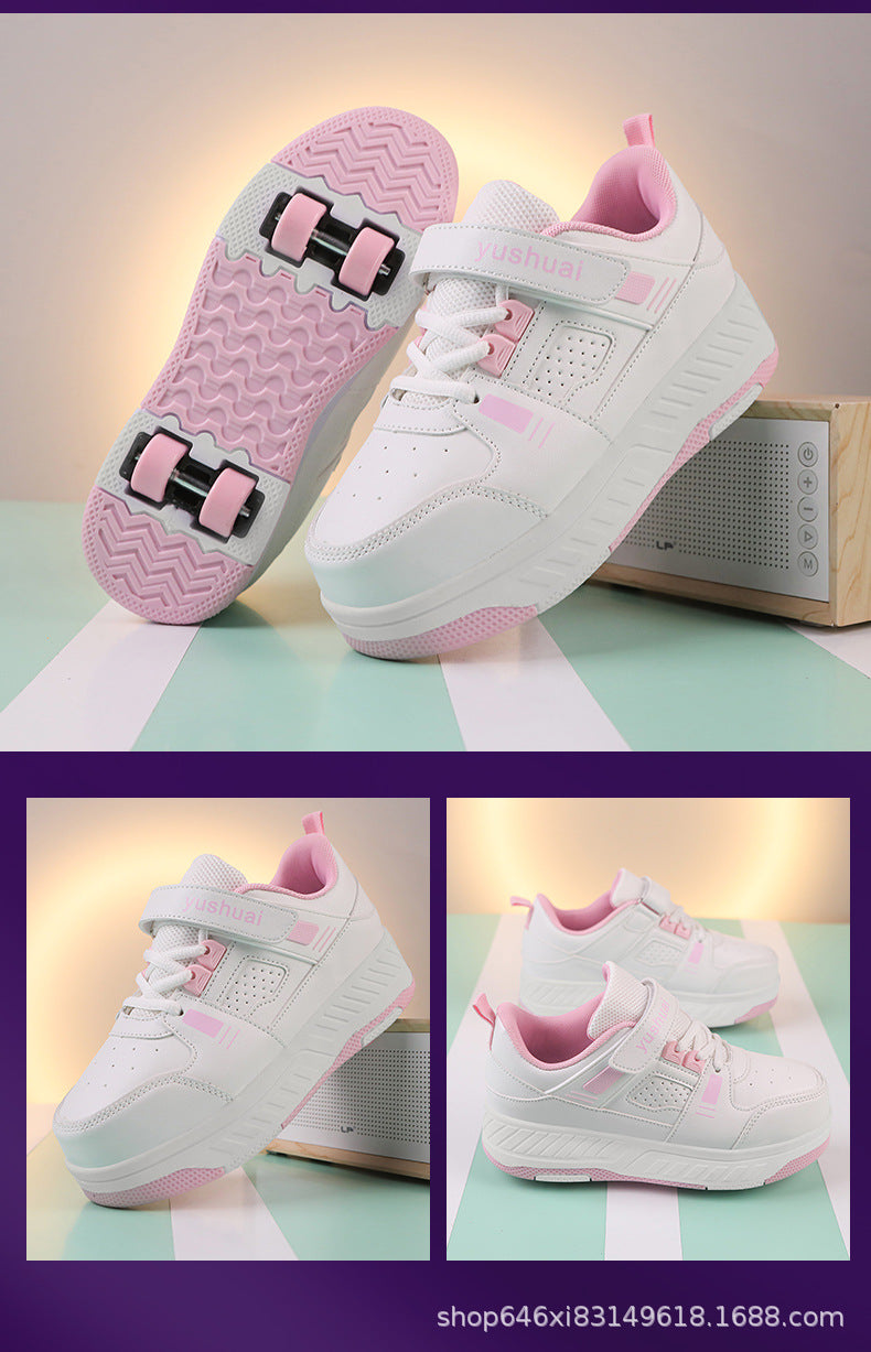 New heelloo shoes four-wheel skates adult detachable student men's and women's two-wheel flying shoes wheeled shoes generation