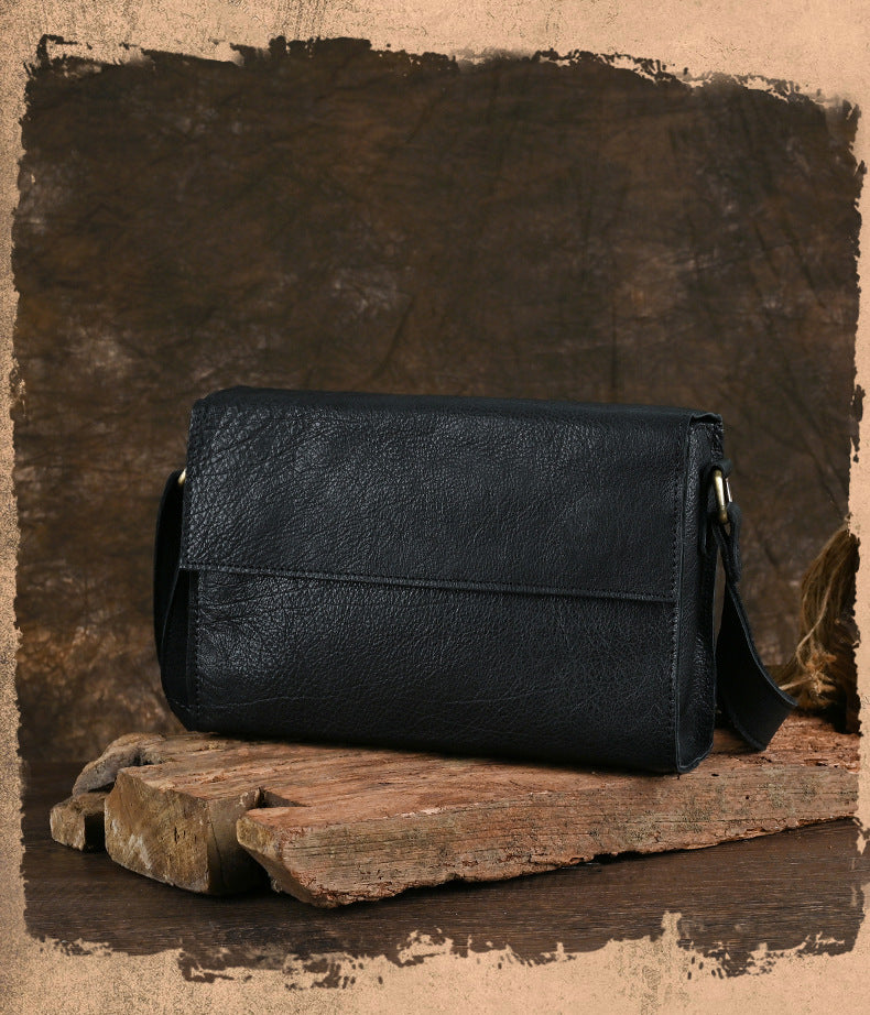 Ancient Trendy Guest Genuine Leather Men's Bag Single Shoulder Crossbody Bag Handmade Cowhide Backpack Simple Small Bag Crazy Horse Leather Men's Bag