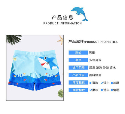 Children's Swim Trunks Boys Swimsuit Small, Medium and Large Children's Cartoon Printed Baby's Flat-Corner Swim Trunks Quick-drying Cross-border New