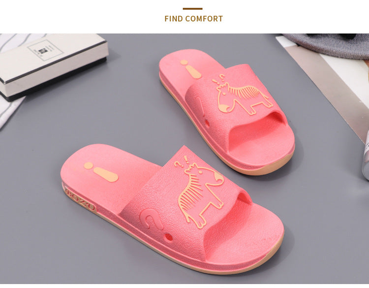 Summer Pvc Bathroom Slippers Home Cartoon Couple Slippers Indoor Cute Bath Non-Slip Sandals Women's Stall