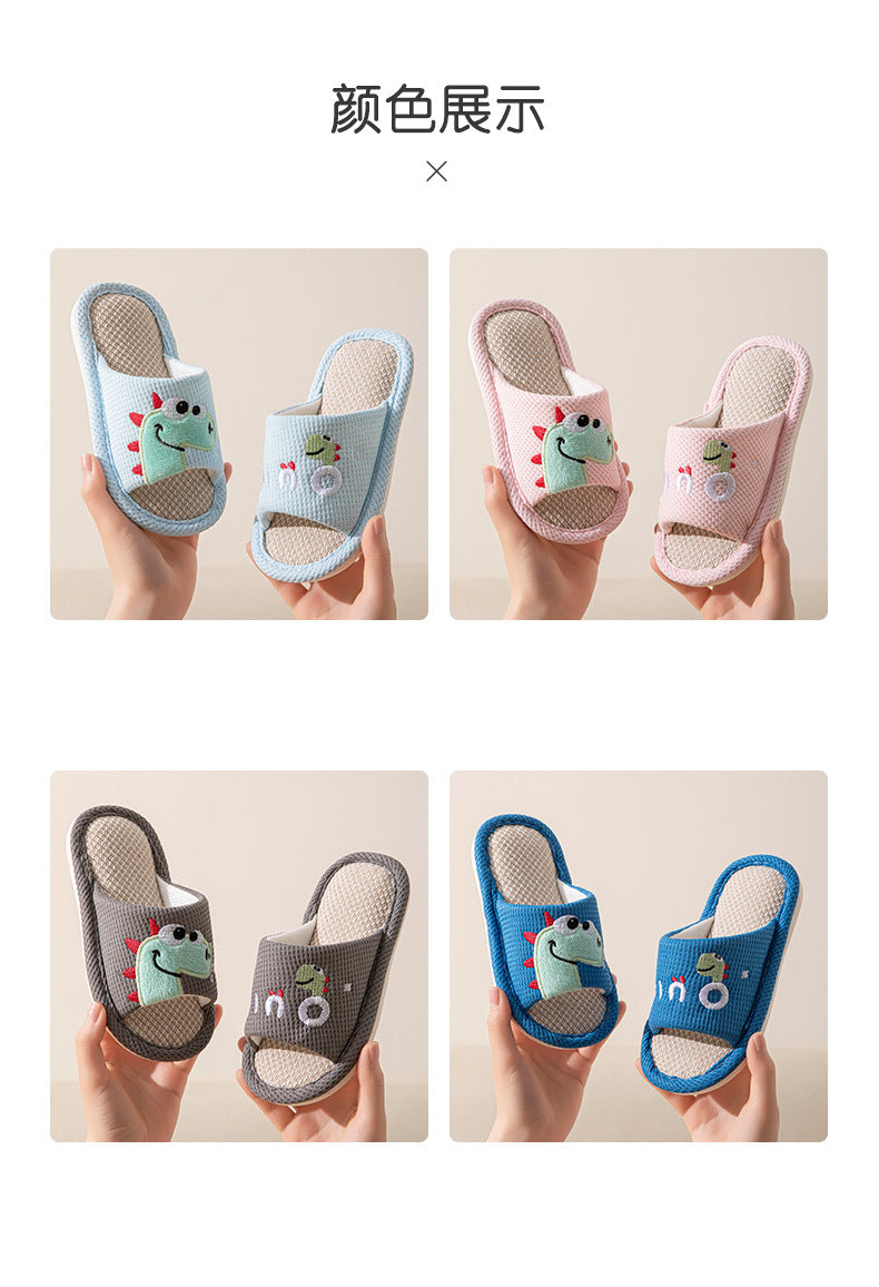 Small Dinosaur Boys and Girls Baby Open Toe Thickened Non-slip Pvc Summer Linen Sandals