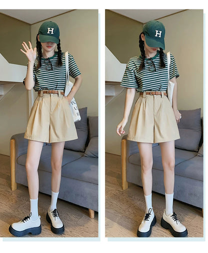 2023 New Salt Sweet Wear Age Reducing College Style Lively Slimming Slight Fat Sister Two-piece Suit Summer