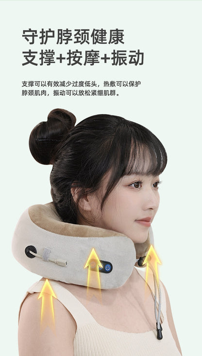 Multifunctional U-Shaped Pillow Memory Foam Portable Car Travel Electric Neck Cervical Spine Massager U-Shaped Massage Pillow