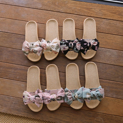 Baotou Spring & Fall Indoor Comfortable and Breathable Linen All Year Round Home Fabric Sandals for Women and Couples Floor Soft Bottom Home